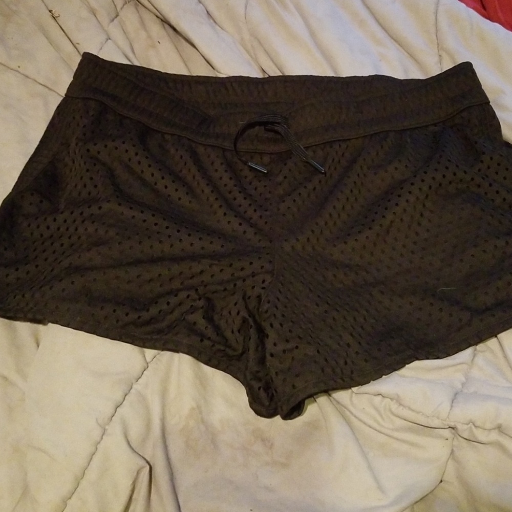 Black athletic shorts.